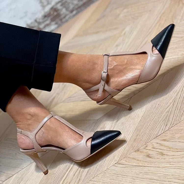 Evrardine | Bicolor Pointed Toe Heels