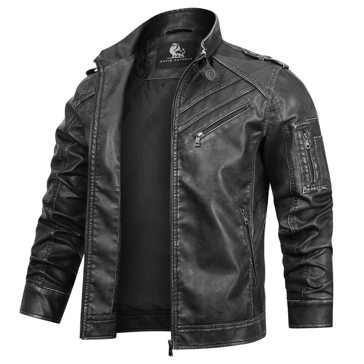 Élégance Cuir – Veste en cuir de moto, robuste et intemporelle pour l'automne.