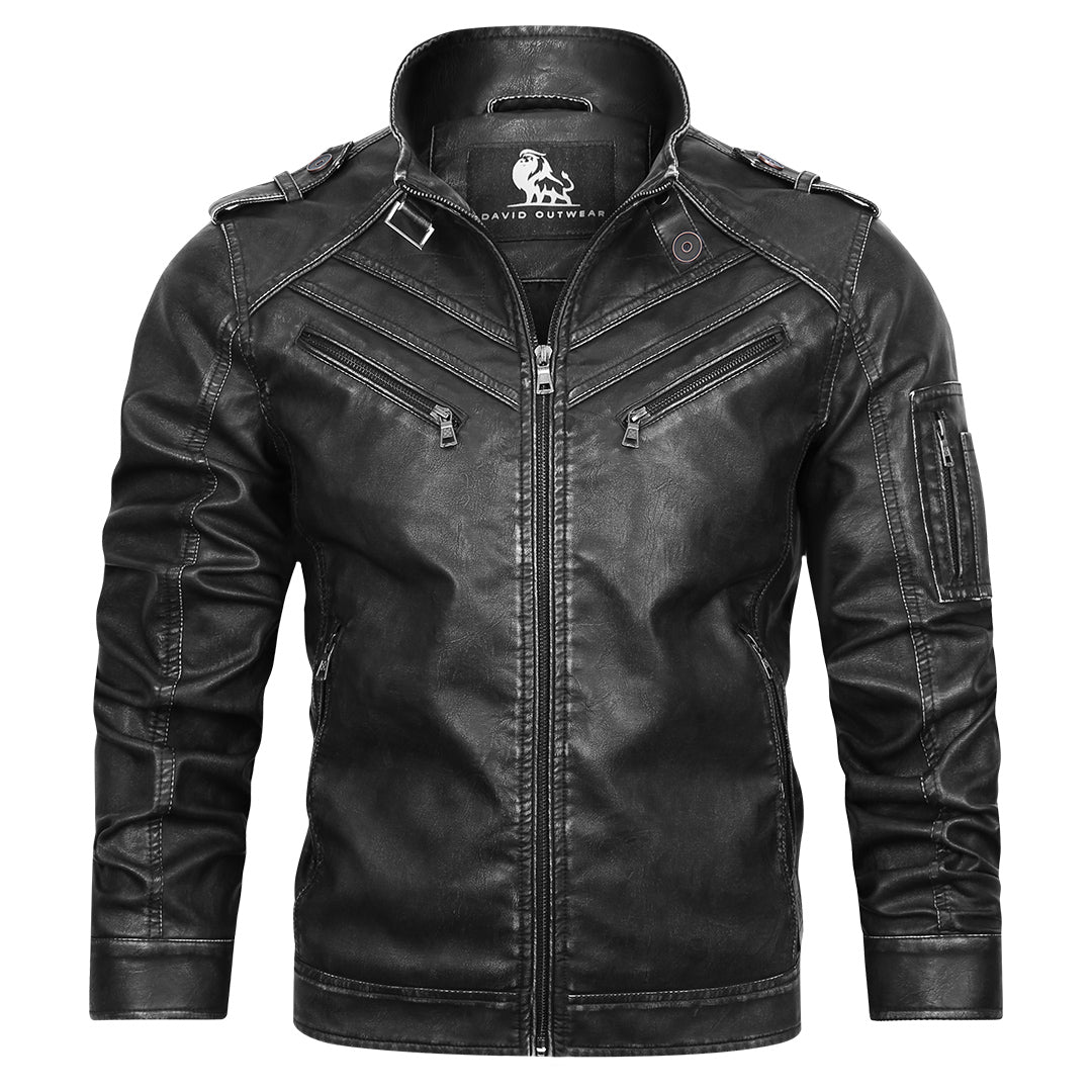 Élégance Cuir – Veste en cuir de moto, robuste et intemporelle pour l'automne.